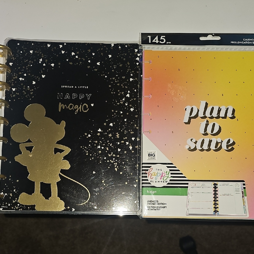 Gold and Black Mickey Planner with Orange and Yellow Planner